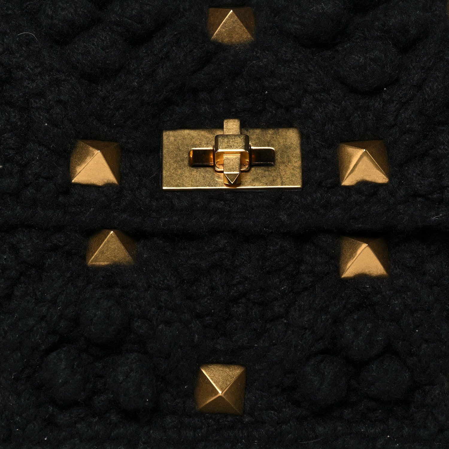 Valentino Garavani Cashmere Large Roman Stud Shoulder Bag Black 6 of 13
