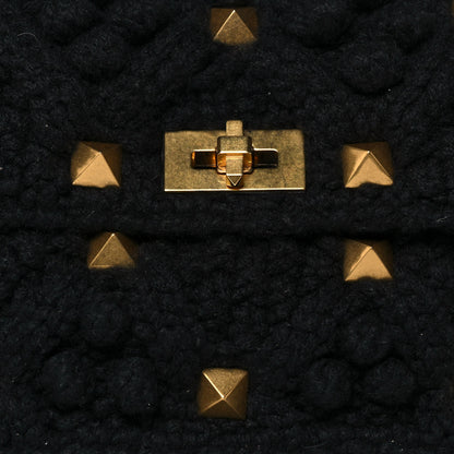 Valentino Garavani Cashmere Large Roman Stud Shoulder Bag Black 6 of 13