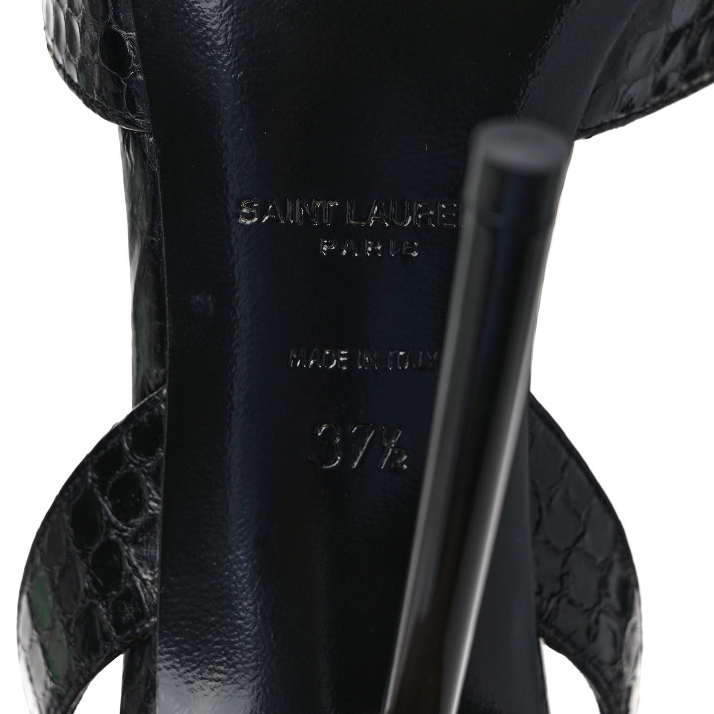 Ayers Snakeskin Embossed Crystal Giqua 115 Sandals 37.5 Black