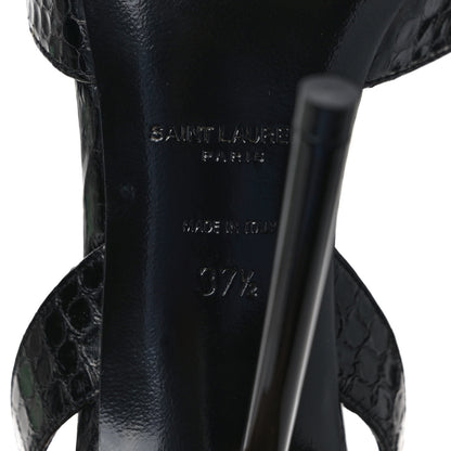 Saint Laurent Ayers Snakeskin Embossed Crystal Giqua 115 Sandals 37.5 Black 6 of 7