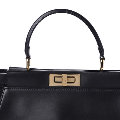 Fendi Vitello Morgan Fabric Jacquard Pequin Medium Peekaboo Iconic Satchel Black Tobacco 12 of 12