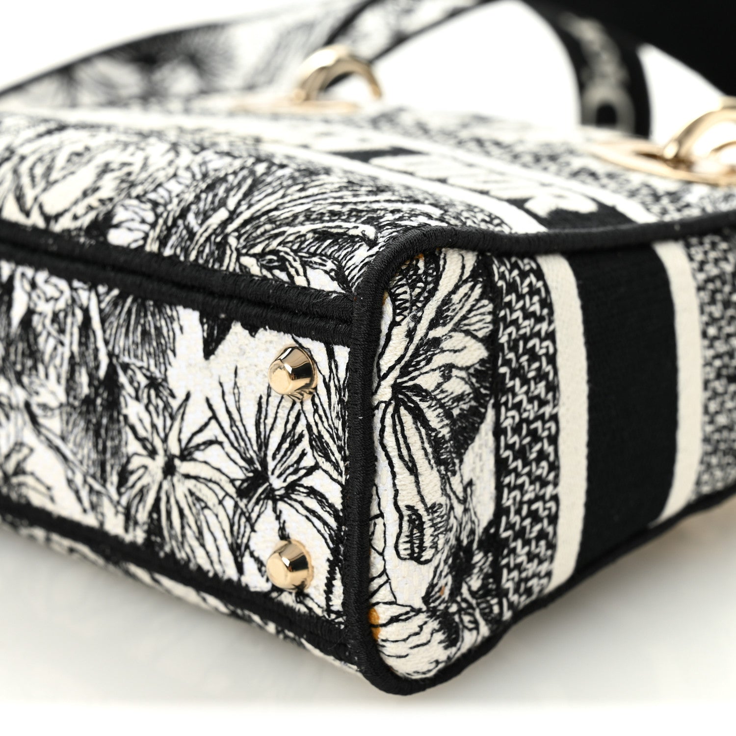 Christian Dior Canvas Embroidered Toile De Jouy Mini Lady D-Lite White Black 11 of 13