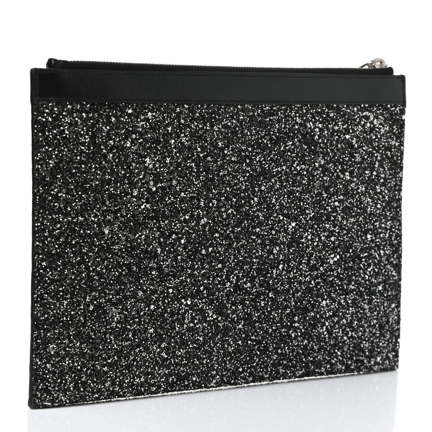 Calfskin Glitter Zipped Tablet Holder Black