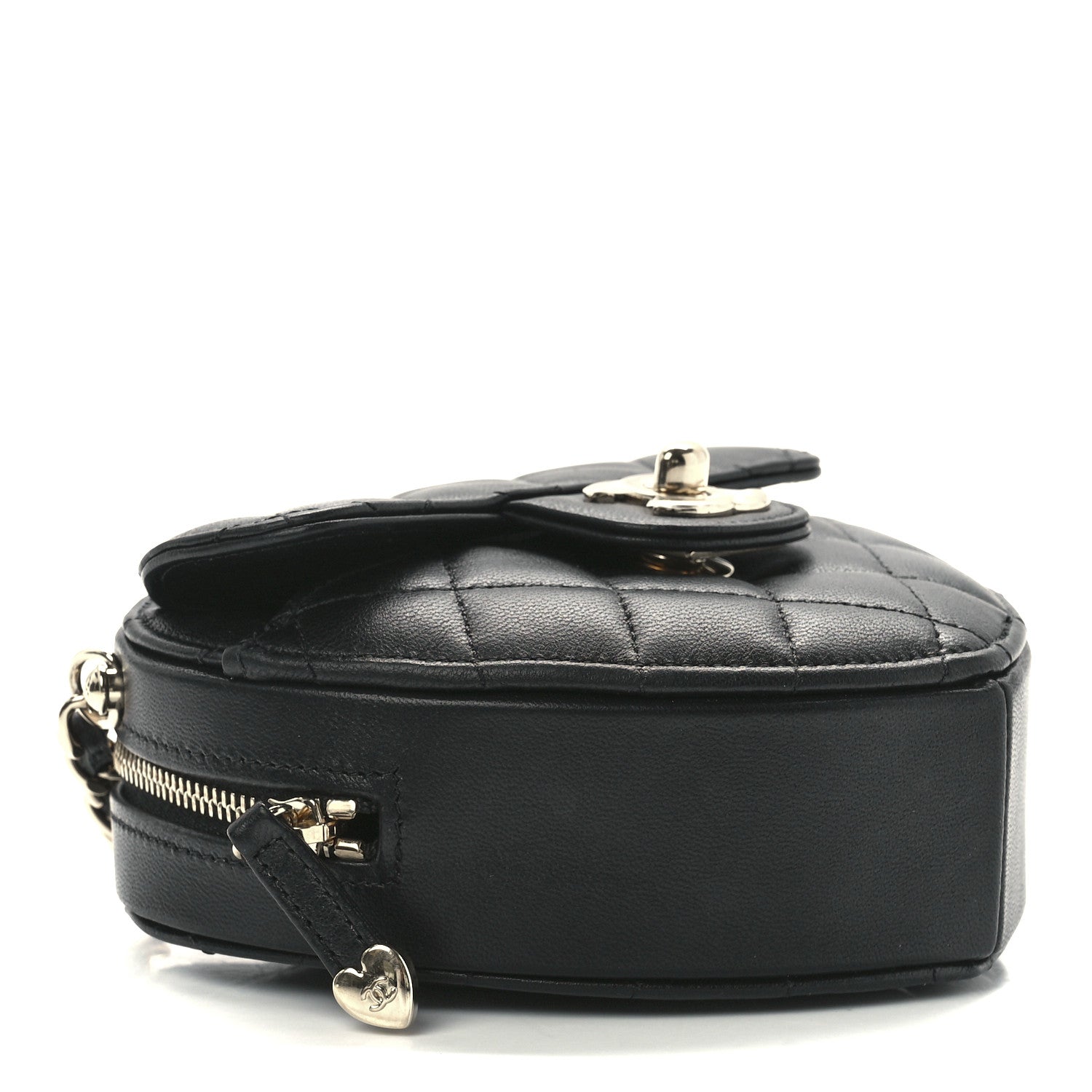 Chanel Lambskin Quilted CC In Love Heart Clutch With Chain Black 4 of 12