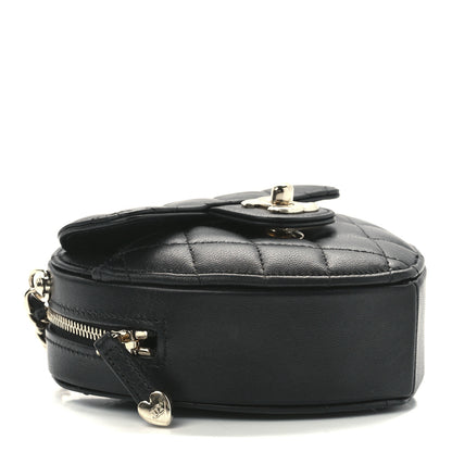 Chanel Lambskin Quilted CC In Love Heart Clutch With Chain Black 4 of 12