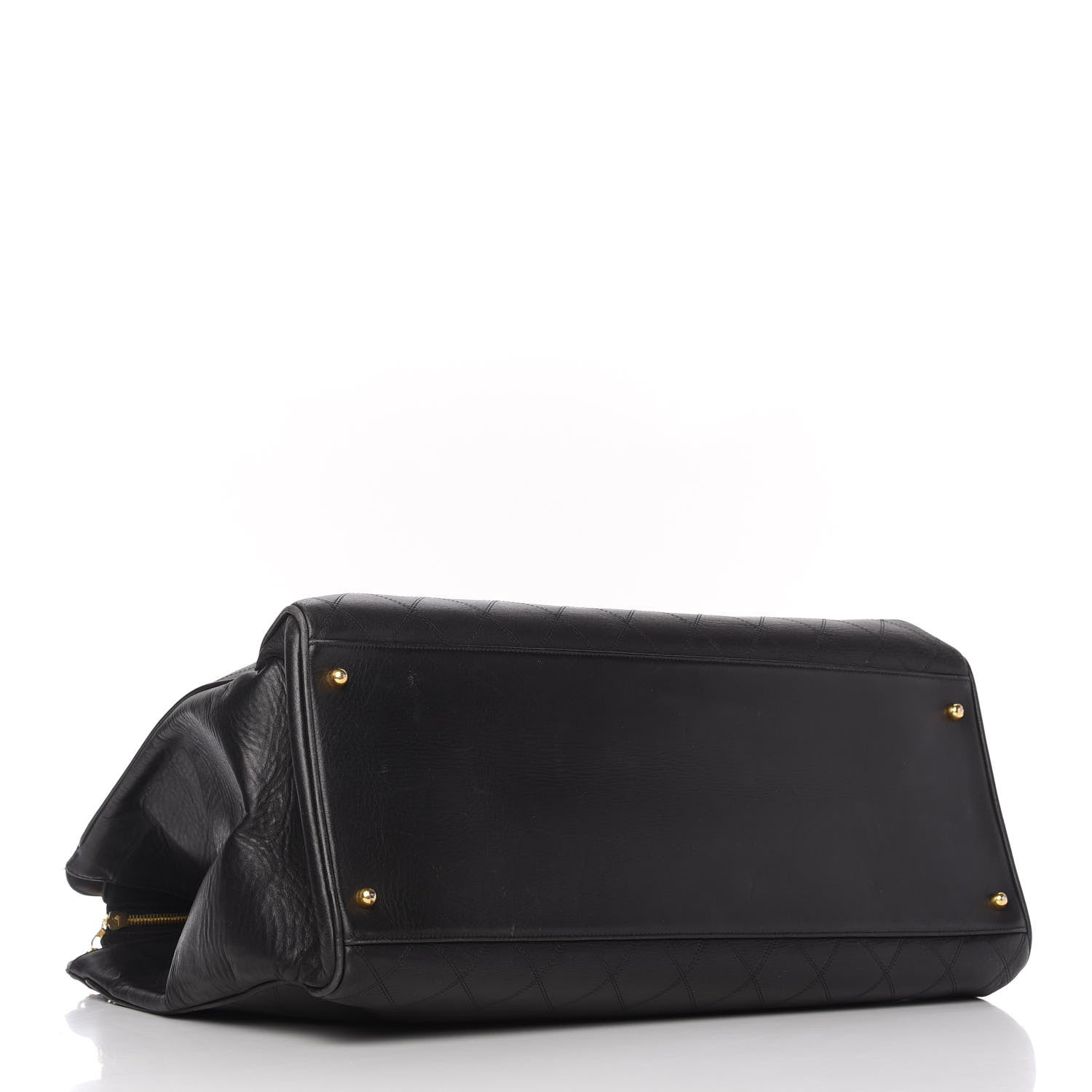 Chanel Calfskin Stitched XL Weekender Black 4 of 12