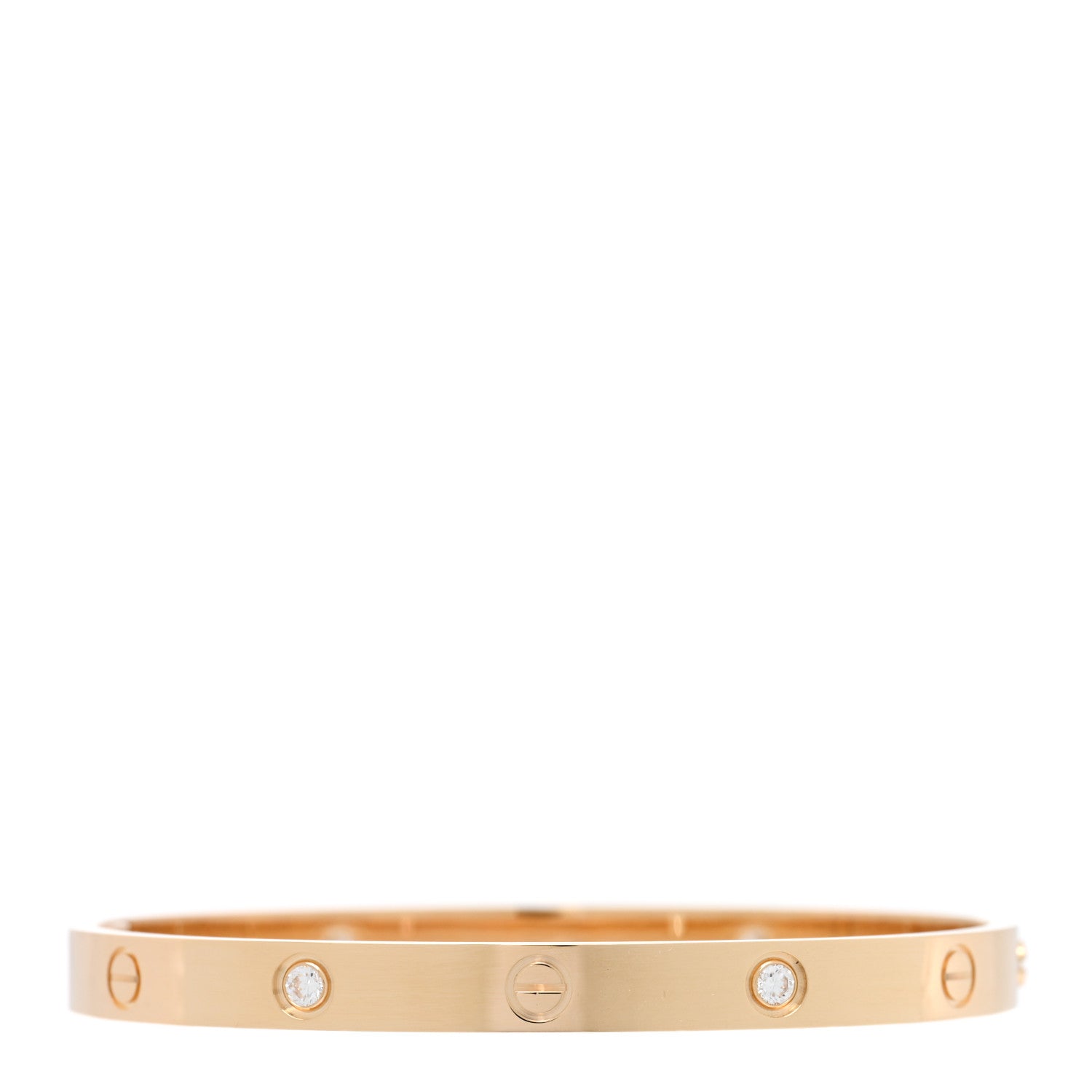 Cartier 18K Yellow Gold 4 Diamond LOVE Single Screw Bracelet 19 1 of 5
