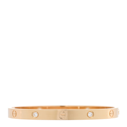 Cartier 18K Yellow Gold 4 Diamond LOVE Single Screw Bracelet 19 1 of 5