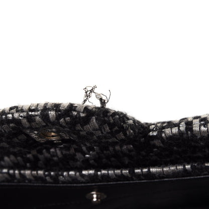 Chanel Sequin Tweed Jumbo Double Flap Black Grey 10 of 10