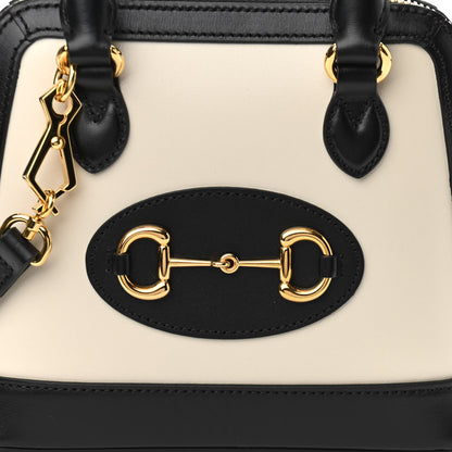 Gucci Boarded Plutone Calfskin Bi-Color Mini Horsebit 1955 Top Handle Bag Mystic White Black 8 of 10