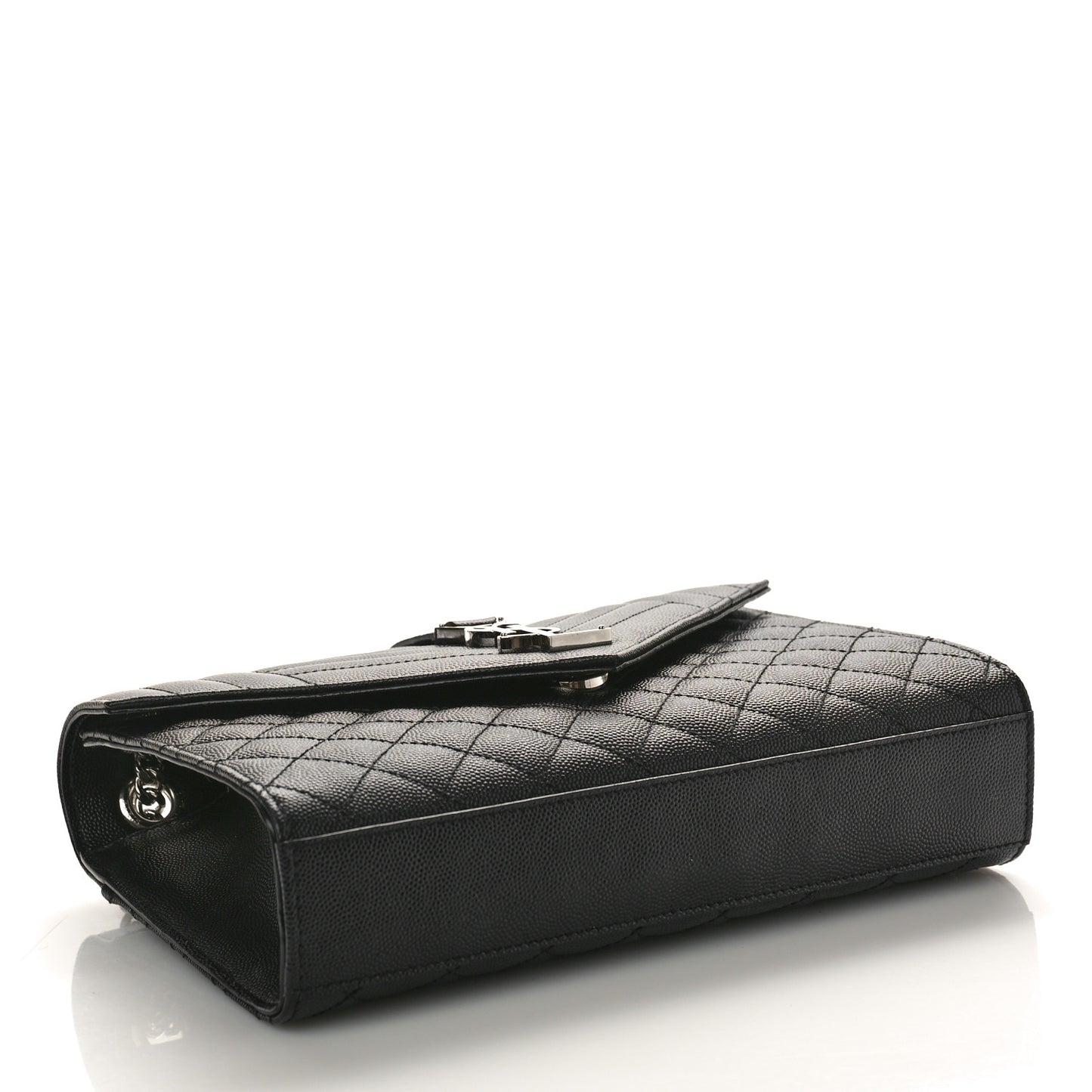 Grain De Poudre Textured Mixed Matelasse Triquilt Medium Monogram Satchel Black