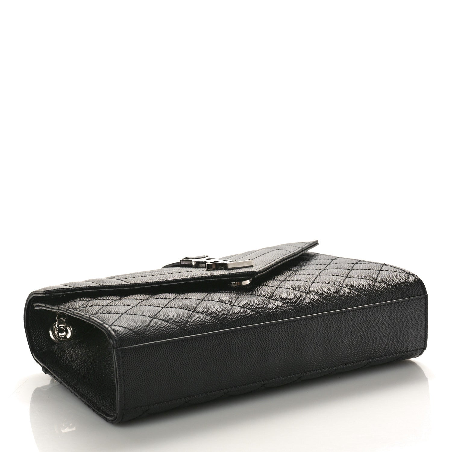 Saint Laurent Grain De Poudre Textured Mixed Matelasse Triquilt Medium Monogram Satchel Black 4 of 8