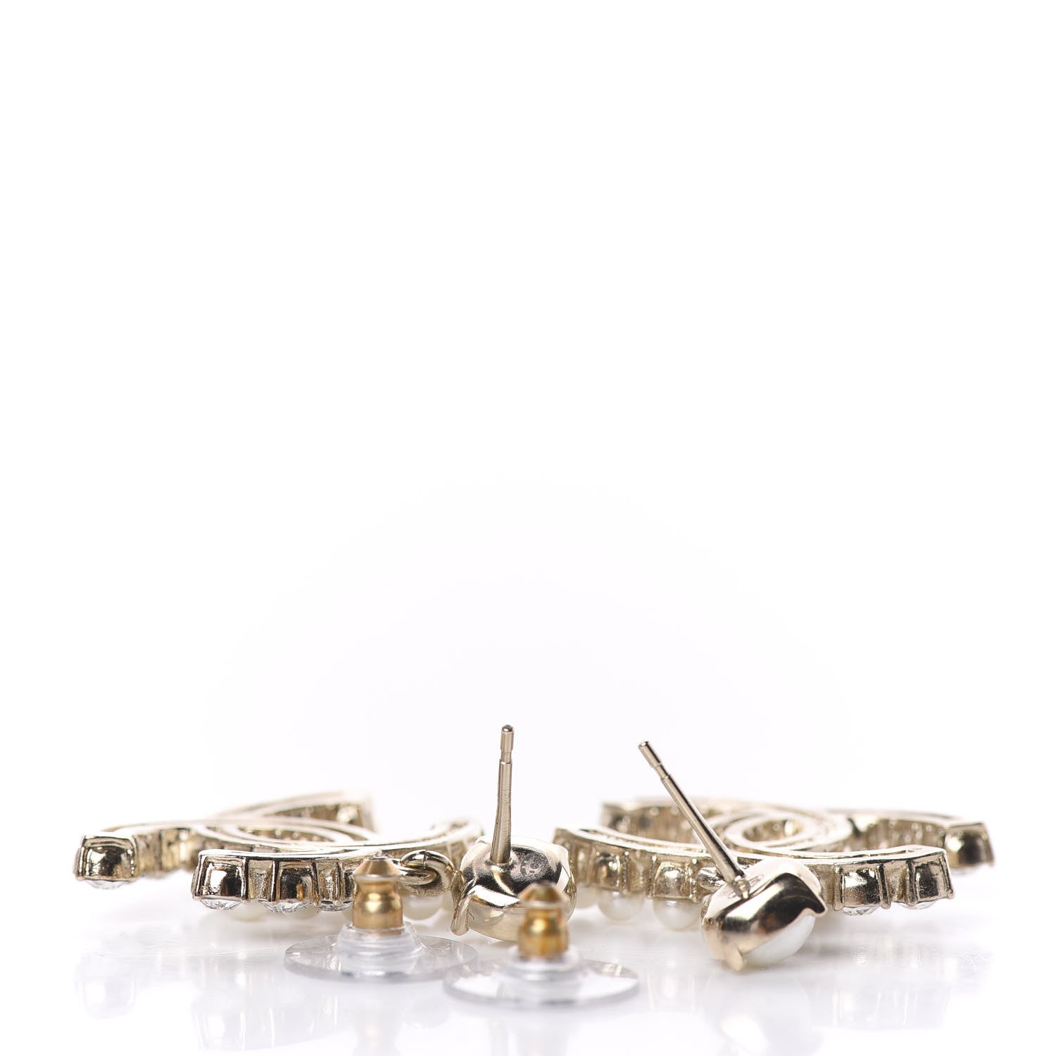 Chanel Crystal Pearl Dazzling Domino CC Drop Earrings Gold 3 of 4