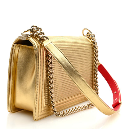 Chanel Metallic Lambskin Embossed Large Boy Cube Flap Gold 3 of 9