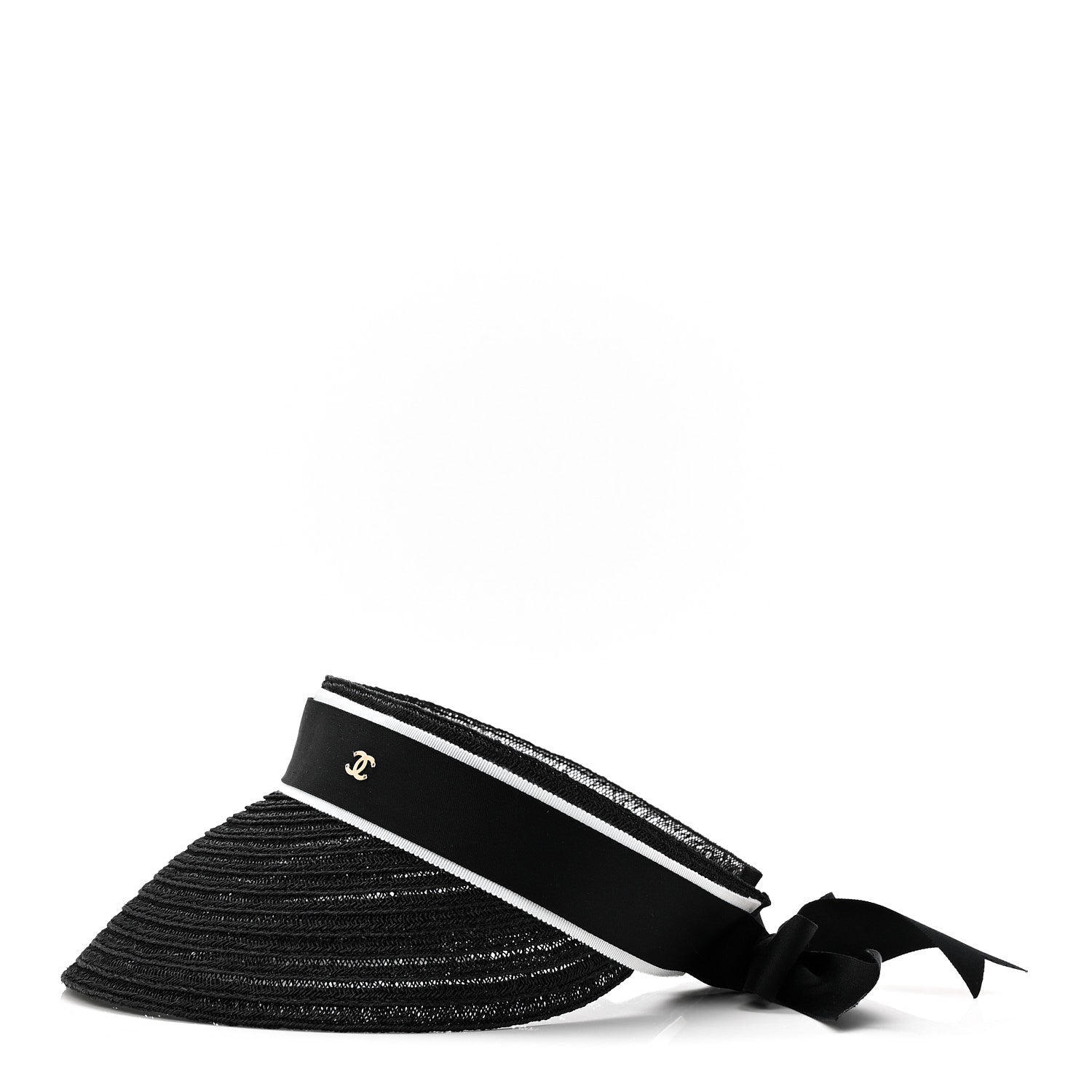 Chanel Abaca Cotton Ribbon Visor M Black 4 of 7