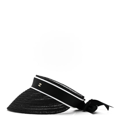Chanel Abaca Cotton Ribbon Visor M Black 4 of 7