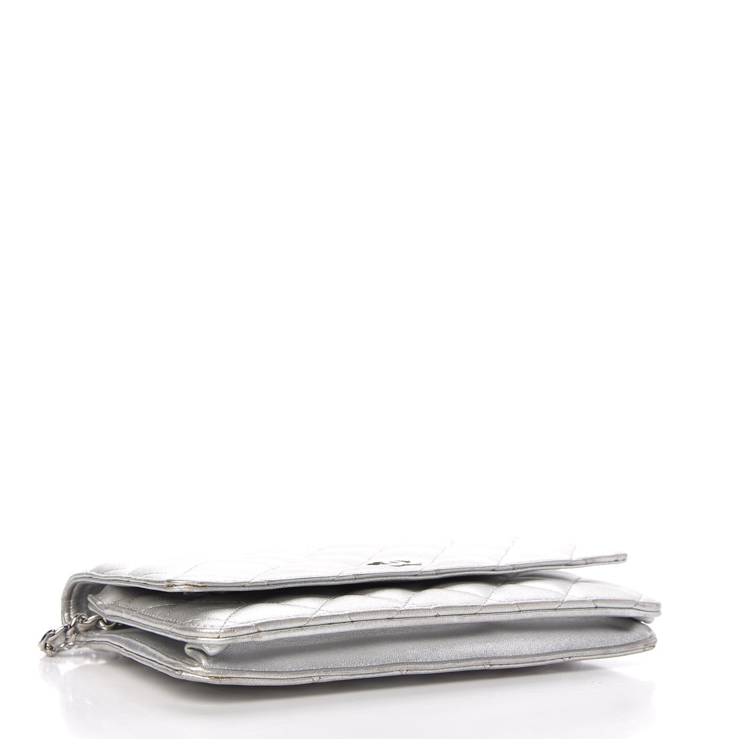 Chanel Metallic Lambskin Quilted Wallet On Chain WOC Silver 4 of 11