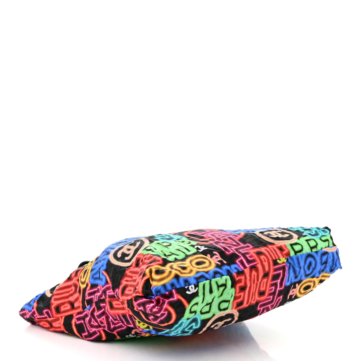 Chanel Caviar Fabric Graffiti Foldable Tote Bag With Chain Black Multicolor 7 of 18