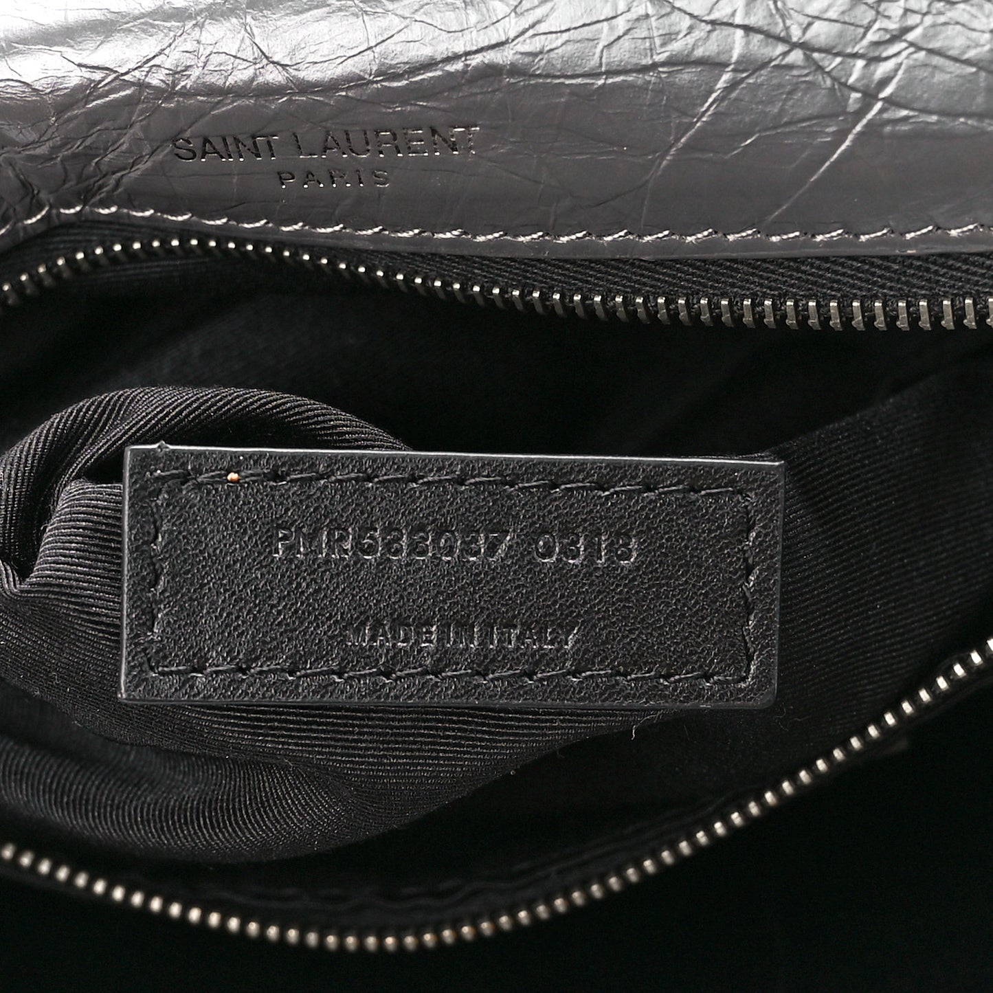 Crinkled Calfskin Matelasse Monogram Baby Niki Chain Satchel Storm