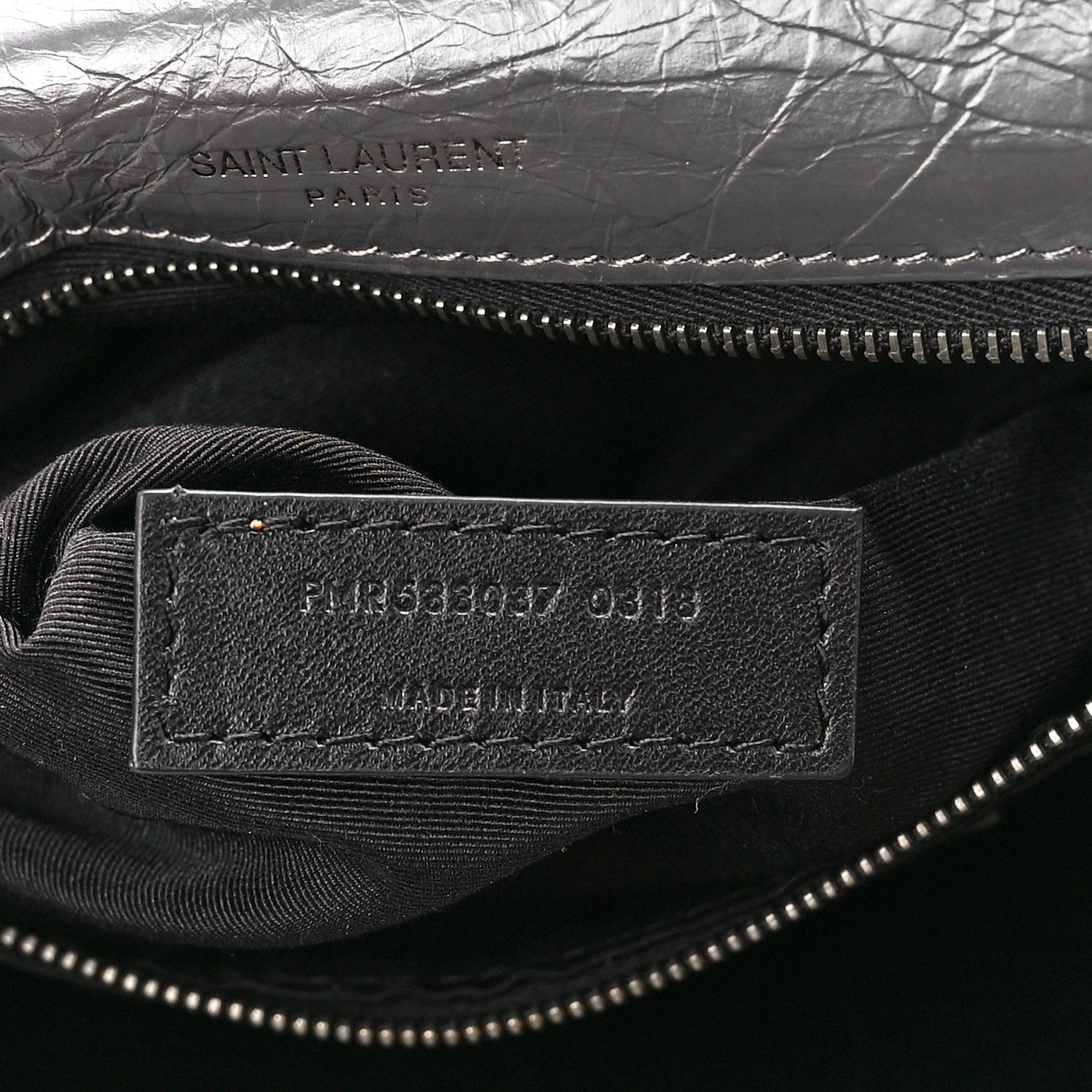 Saint Laurent Crinkled Calfskin Matelasse Monogram Baby Niki Chain Satchel Storm 7 of 11