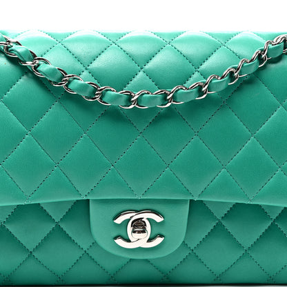 Chanel Lambskin Quilted Medium Double Flap Green 7 of 12