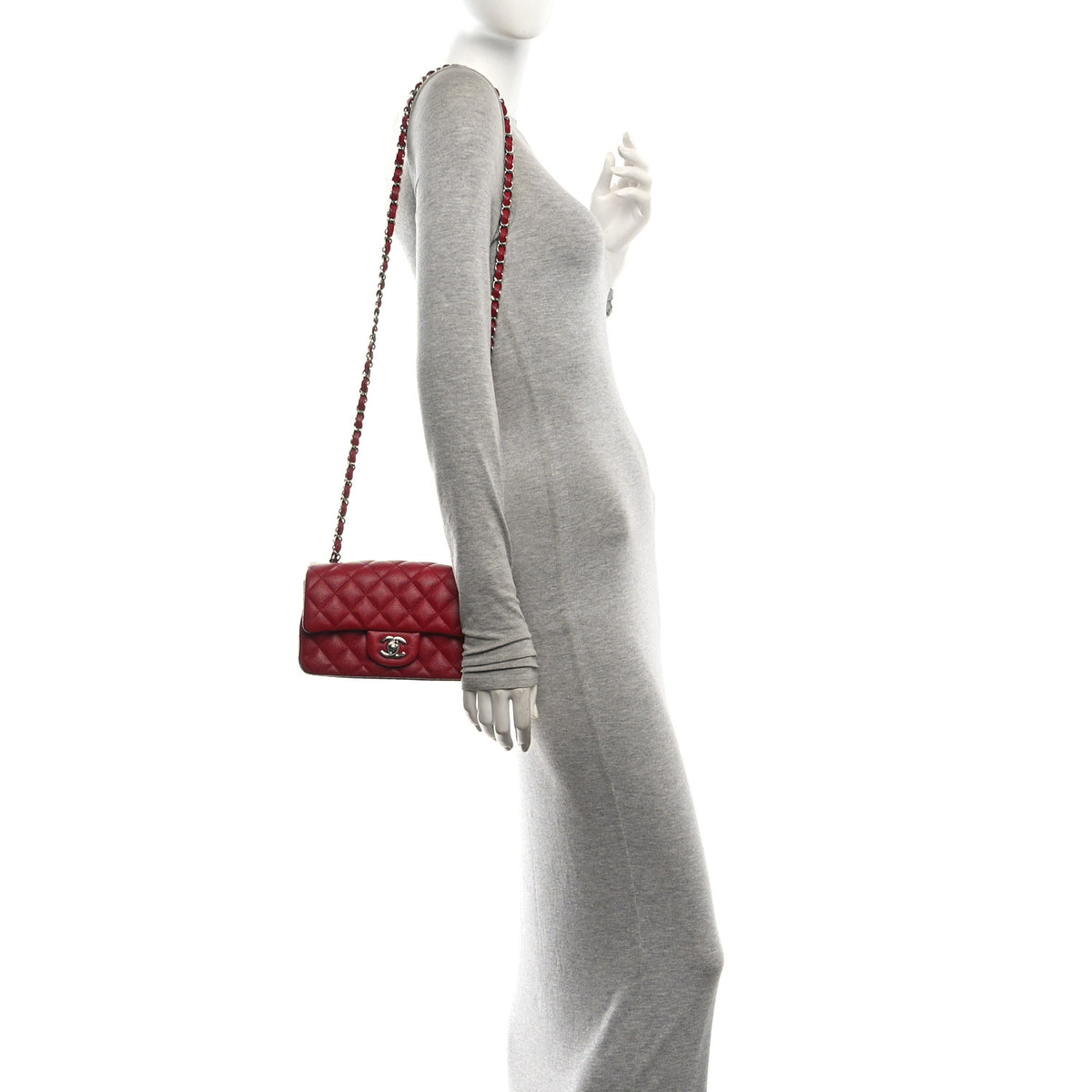 Chanel Caviar Quilted Mini Rectangular Flap Red 2 of 11