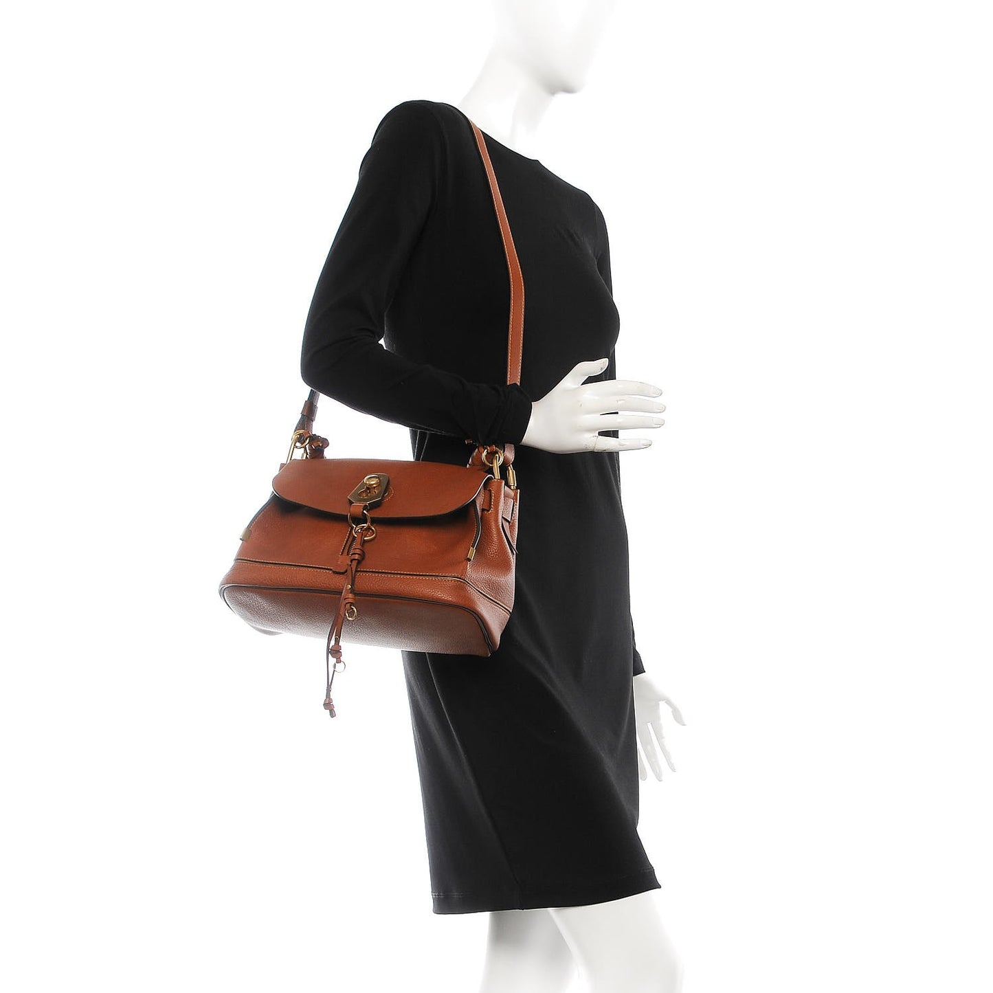 Calfskin Small Owen Flap Bag Caramel