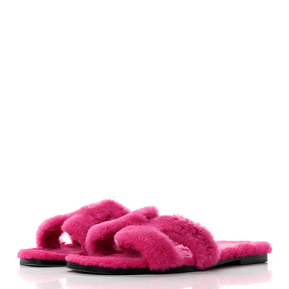 Hermes Woolskin Oran Sandals 39 Rose Fuchsia 3 of 8