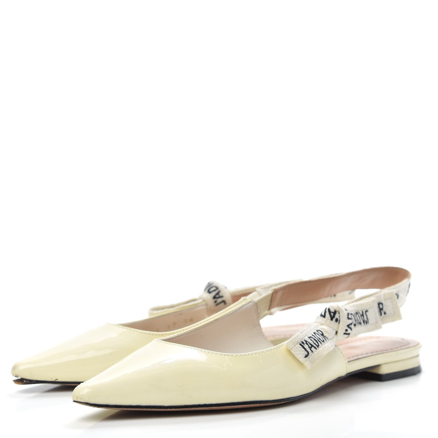 Christian Dior Patent Ribbon J'Adior Slingback Ballet Flats 36 Off White 2 of 12