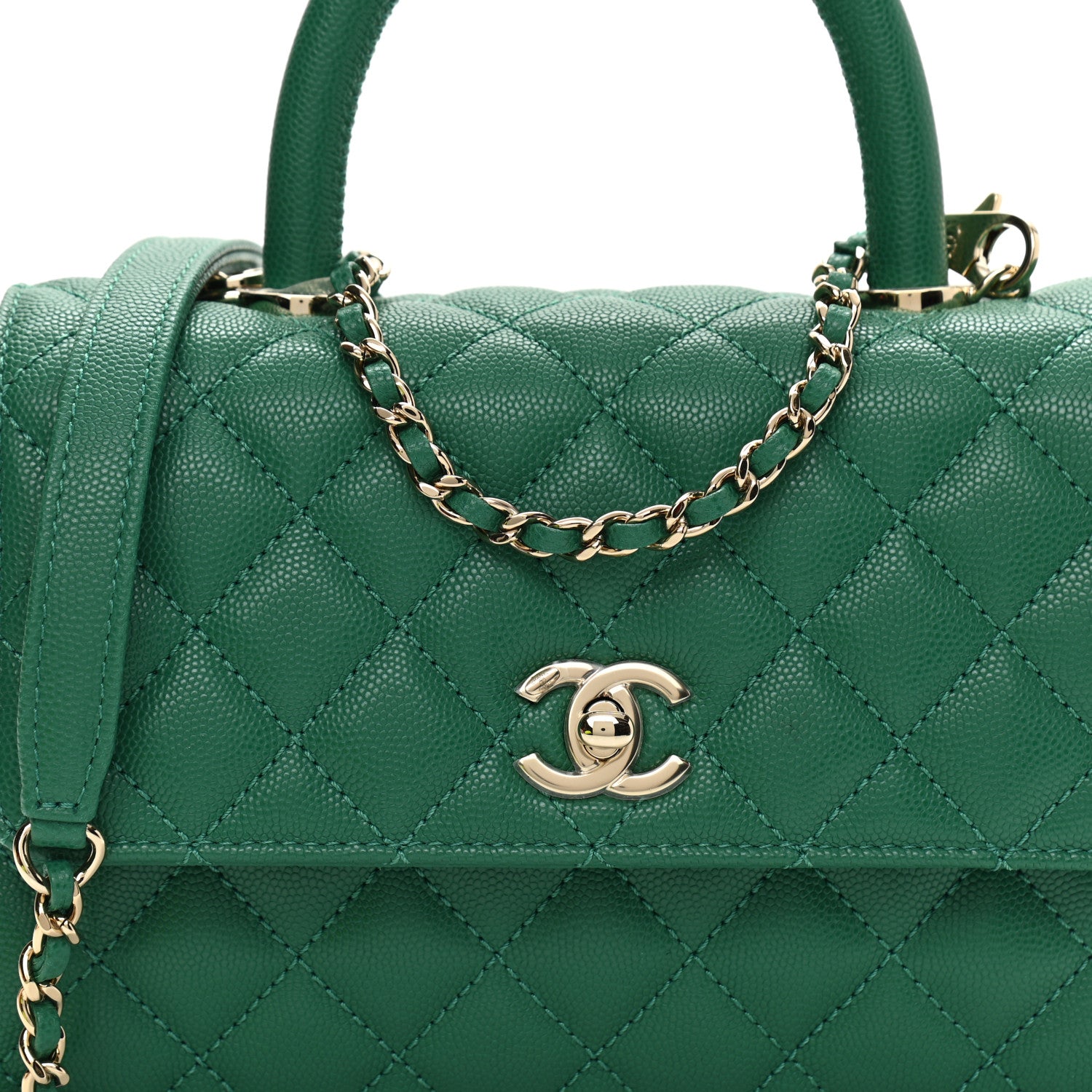 Chanel Caviar Quilted Mini Coco Handle Flap Green 8 of 10