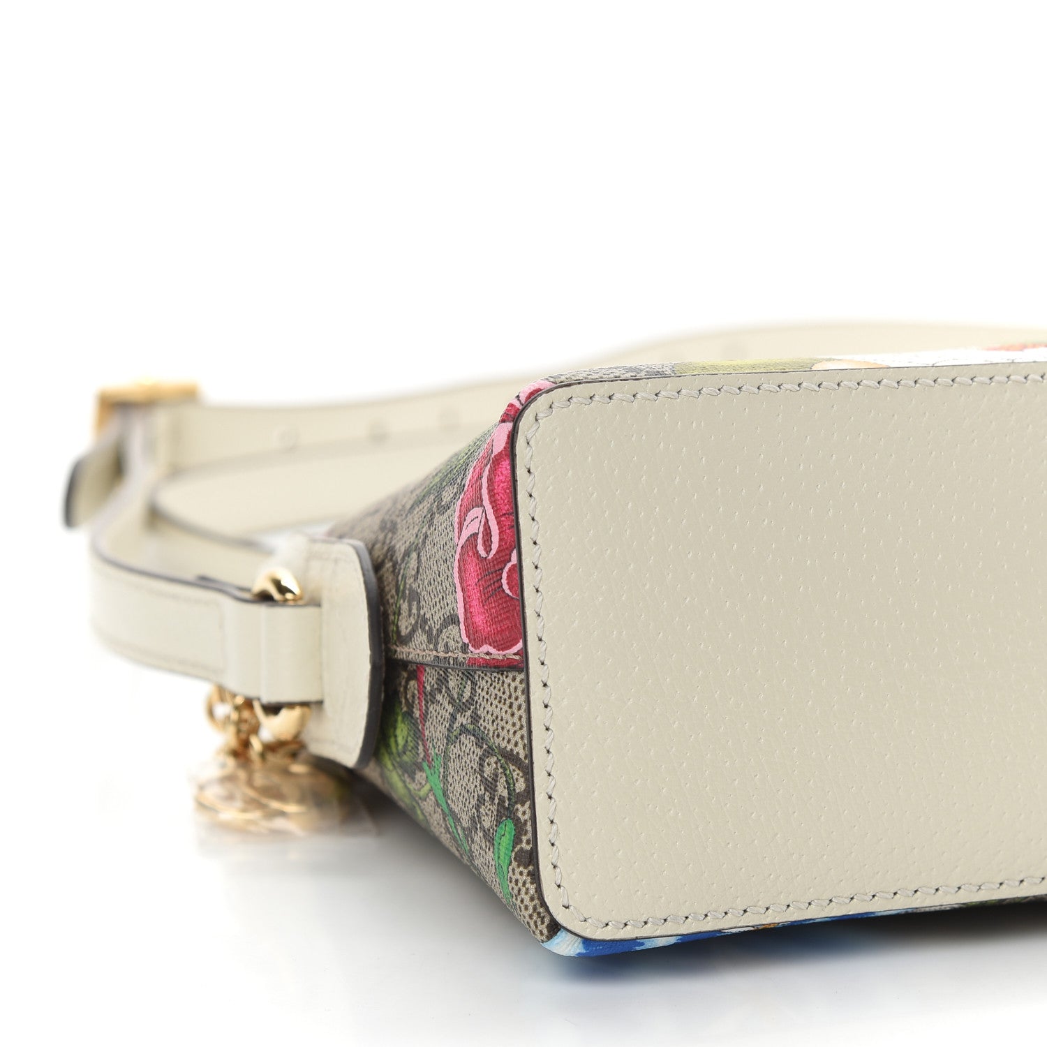 Gucci GG Supreme Monogram Flora Web GG Small Ophidia Dome Shoulder Bag White 8 of 9