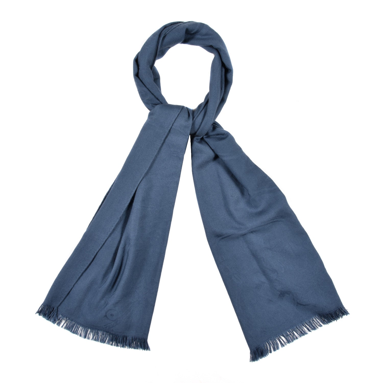 Hermes Cashmere Silk New Libris Stole Bleu Denim 1 of 3