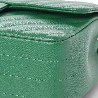 Chanel Caviar Chevron Quilted Mini Rectangular Flap Dark Green 9 of 10