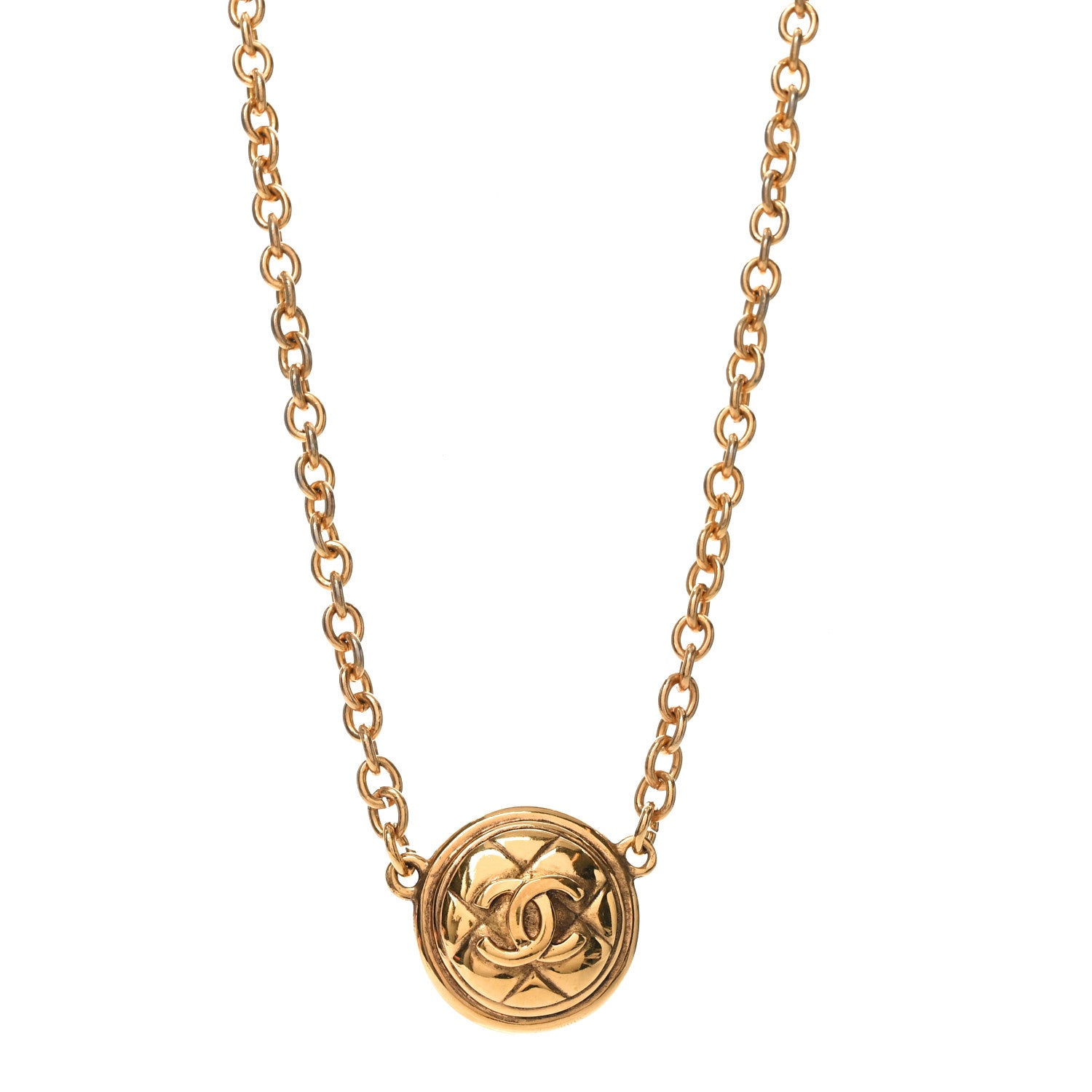 Chanel Quilted CC Pendant Chain Necklace Gold 1 of 4
