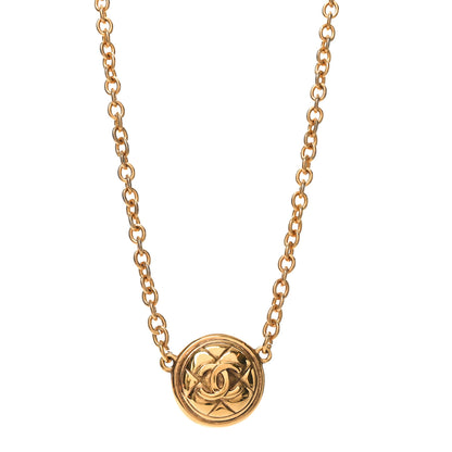 Chanel Quilted CC Pendant Chain Necklace Gold 1 of 4