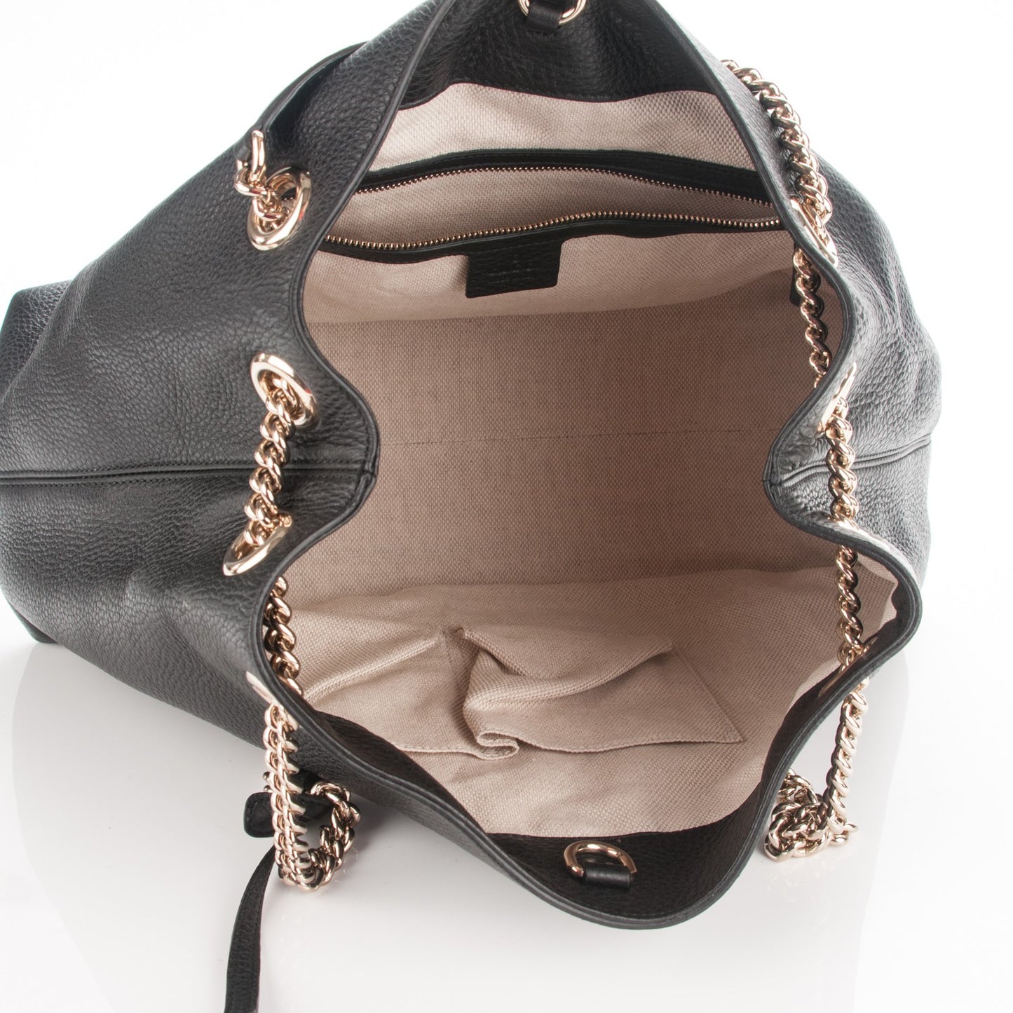 Pebbled Calfskin Medium Soho Chain Shoulder Bag Black