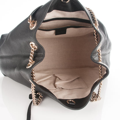 Gucci Pebbled Calfskin Medium Soho Chain Shoulder Bag Black 5 of 7