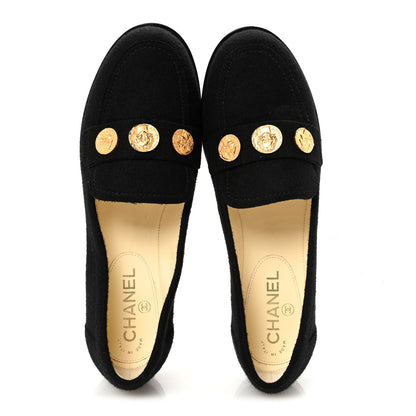 Chanel Tweed Medallion Loafers 40 Black 2 of 9