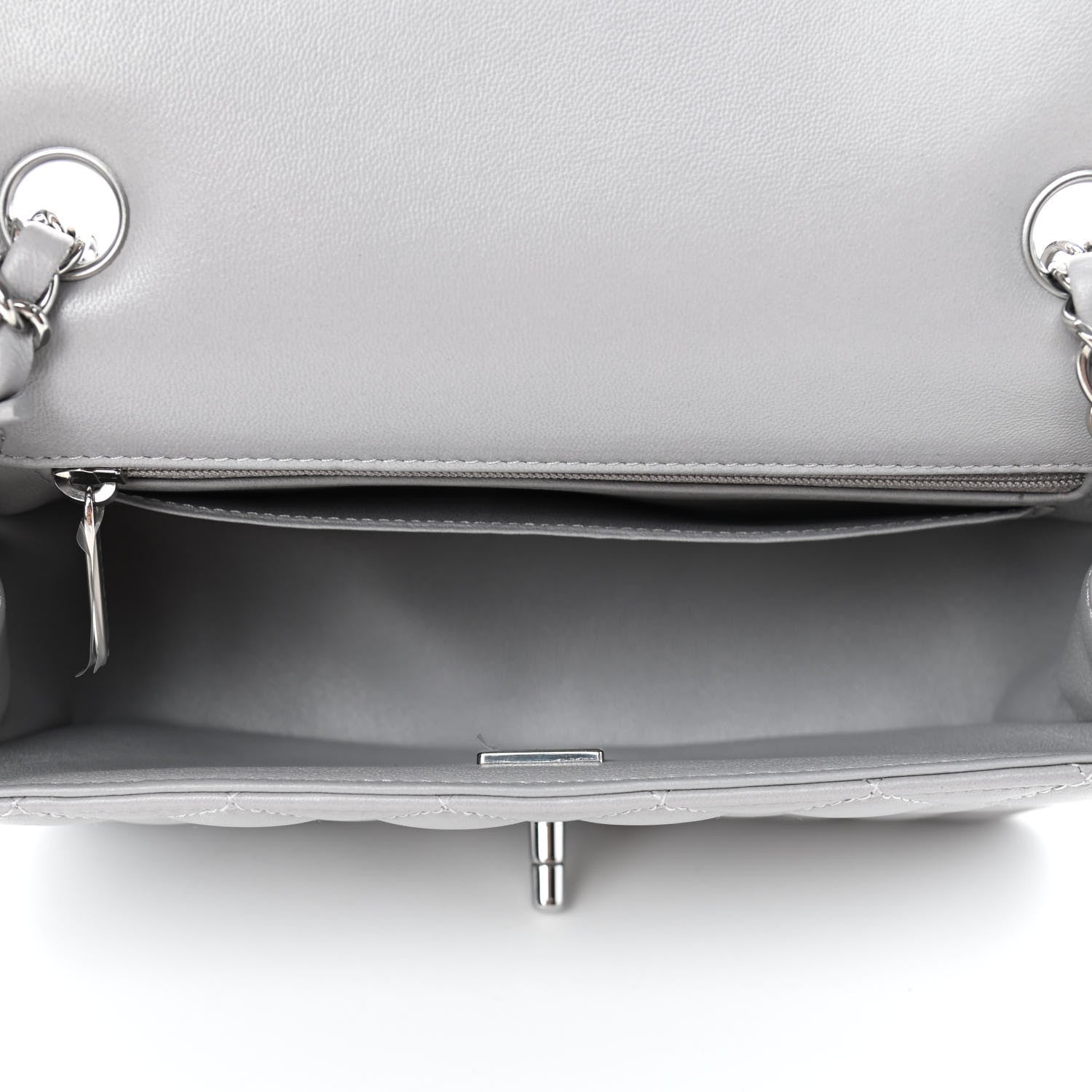 Chanel Lambskin Quilted Mini Rectangular Flap Grey 4 of 4