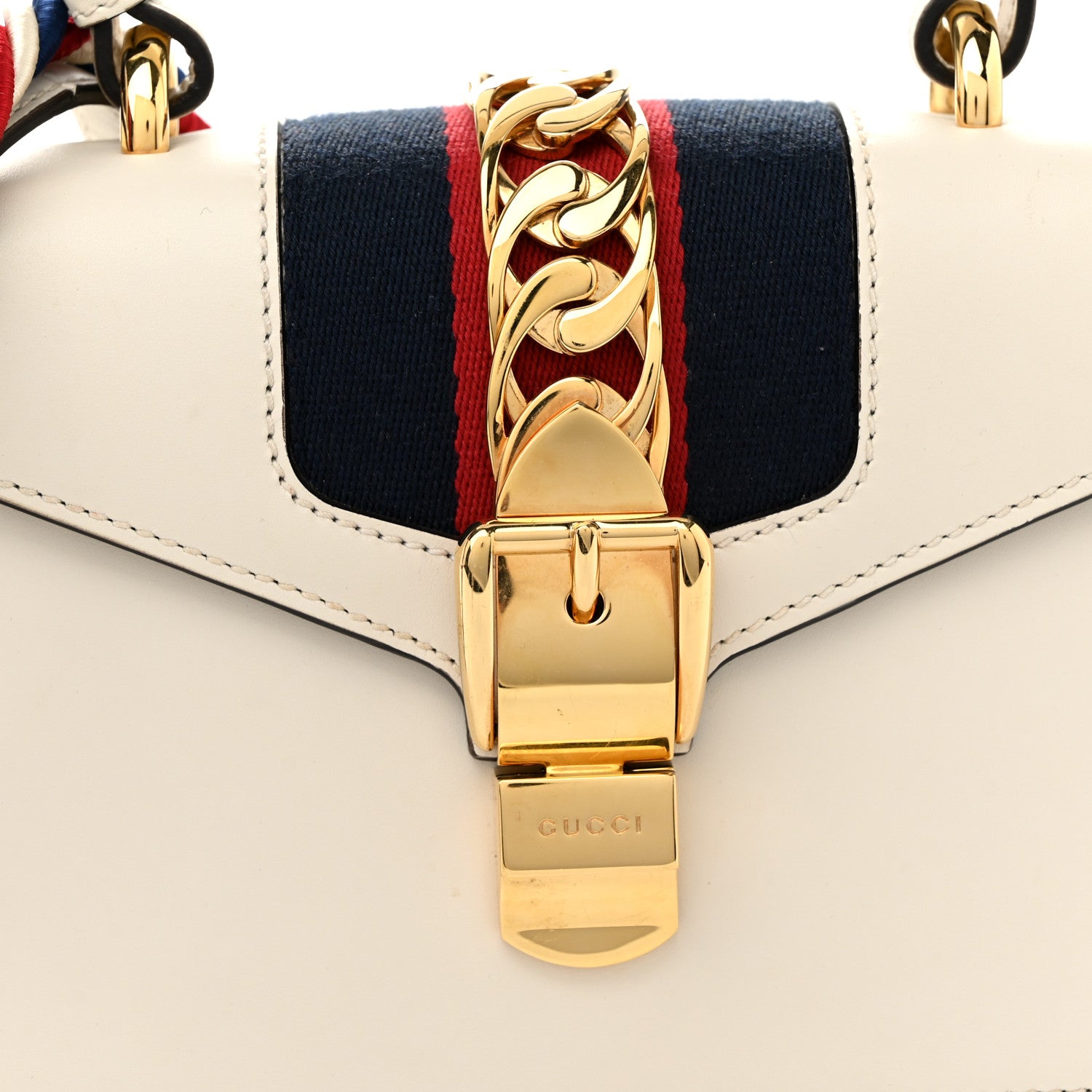 Gucci Calfskin Mini Sylvie Top Handle Bag White 8 of 10