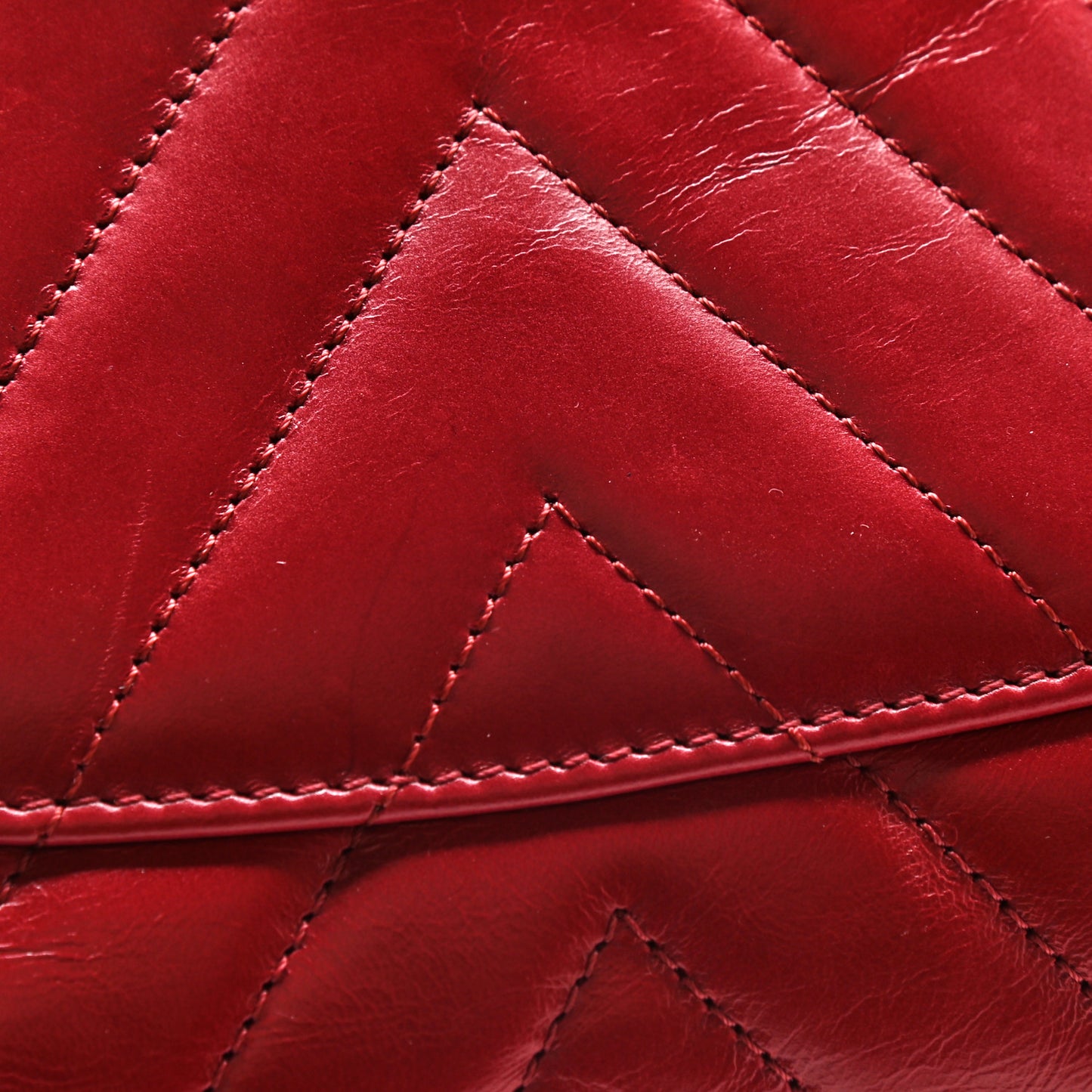 Calfskin Chevron Quilted Small Coco Handle Flap Red