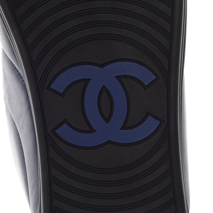 Chanel Calfskin Mens Zipped Sneakers 43 Navy 7 of 9