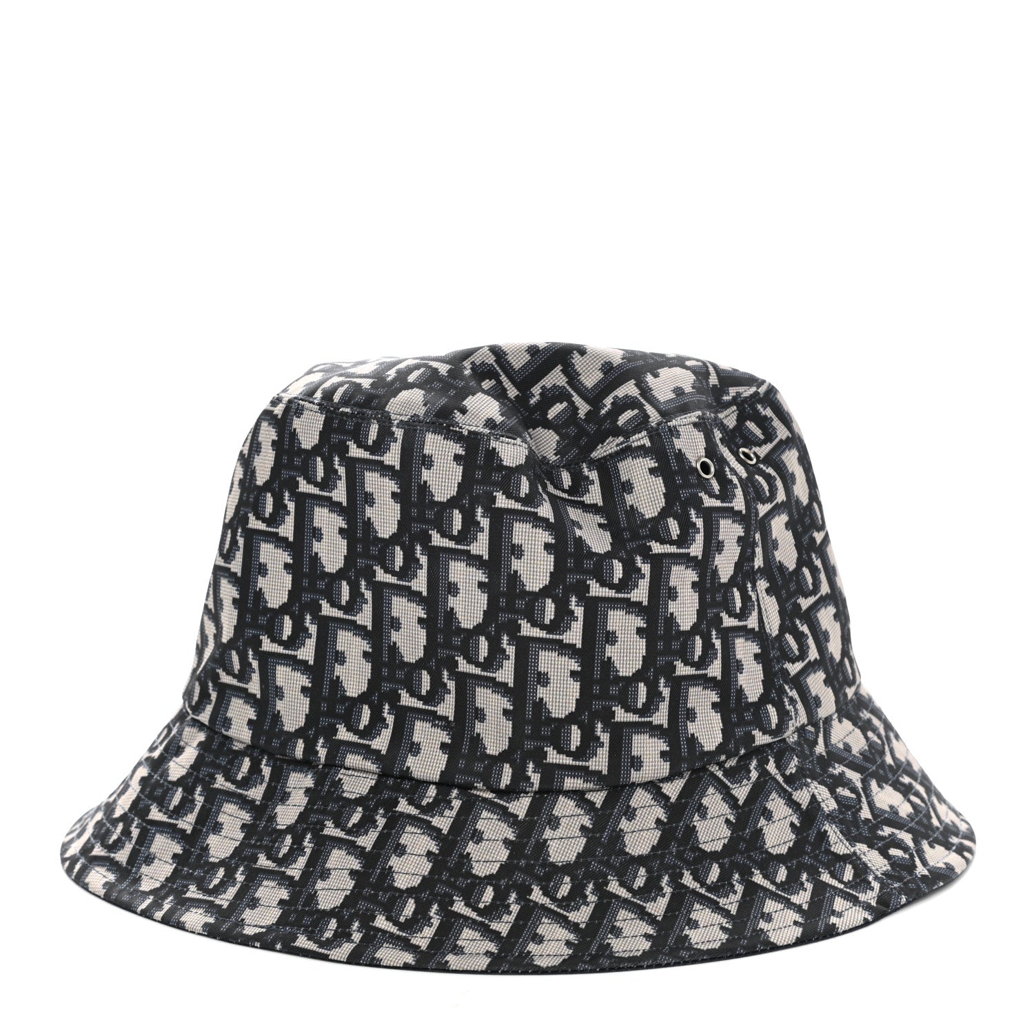 Christian Dior Polyester Cotton Oblique Reversible Teddy-D Brim Bucket Hat 56 Black 5 of 5