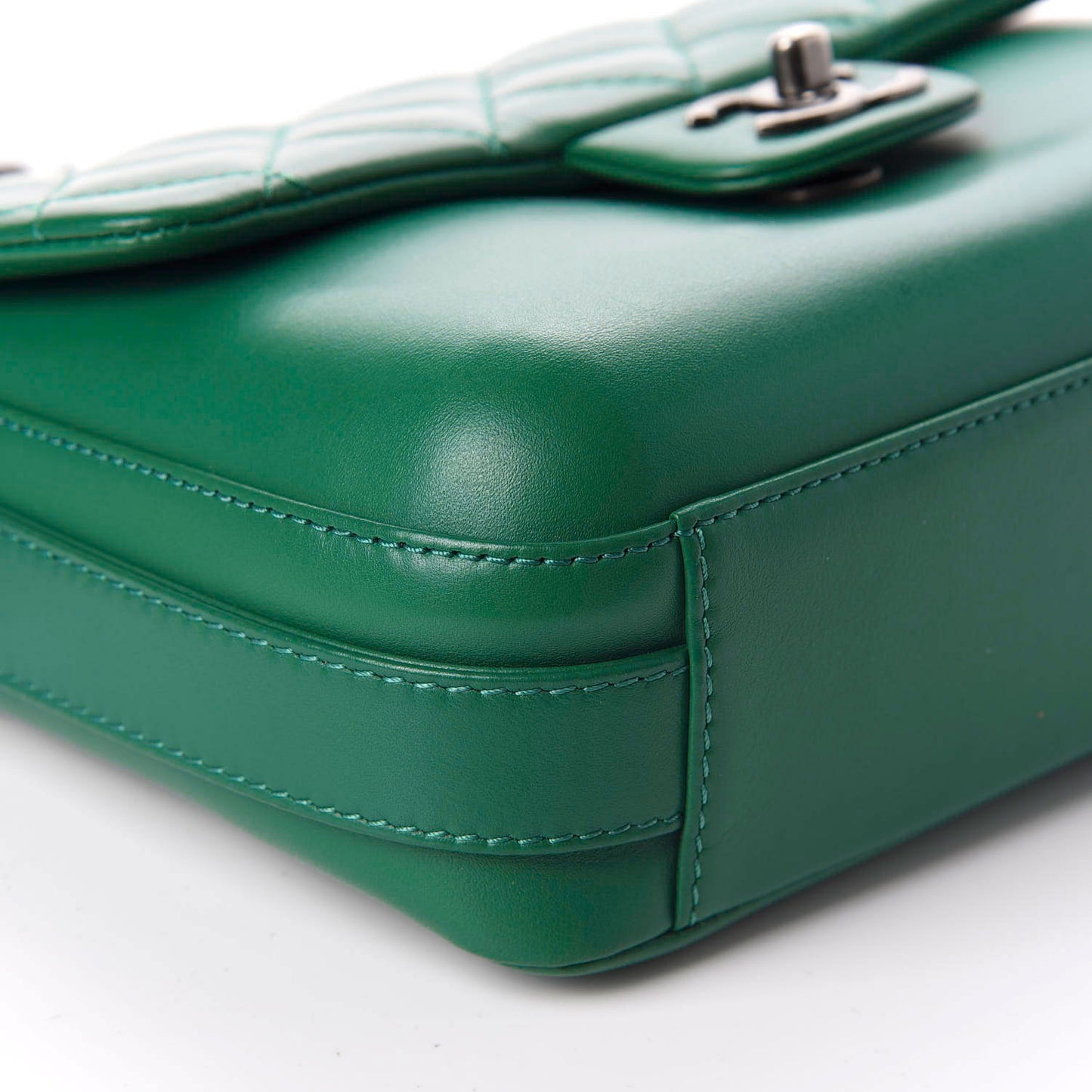 Calfskin Quilted Medium Rock My Shoulder Flap Green