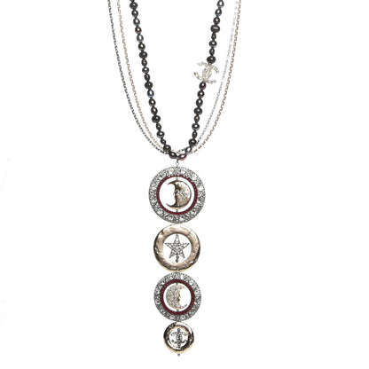 Chanel Ruthenium Crystal CC Star Moon Circle Necklace Multicolor 1 of 9