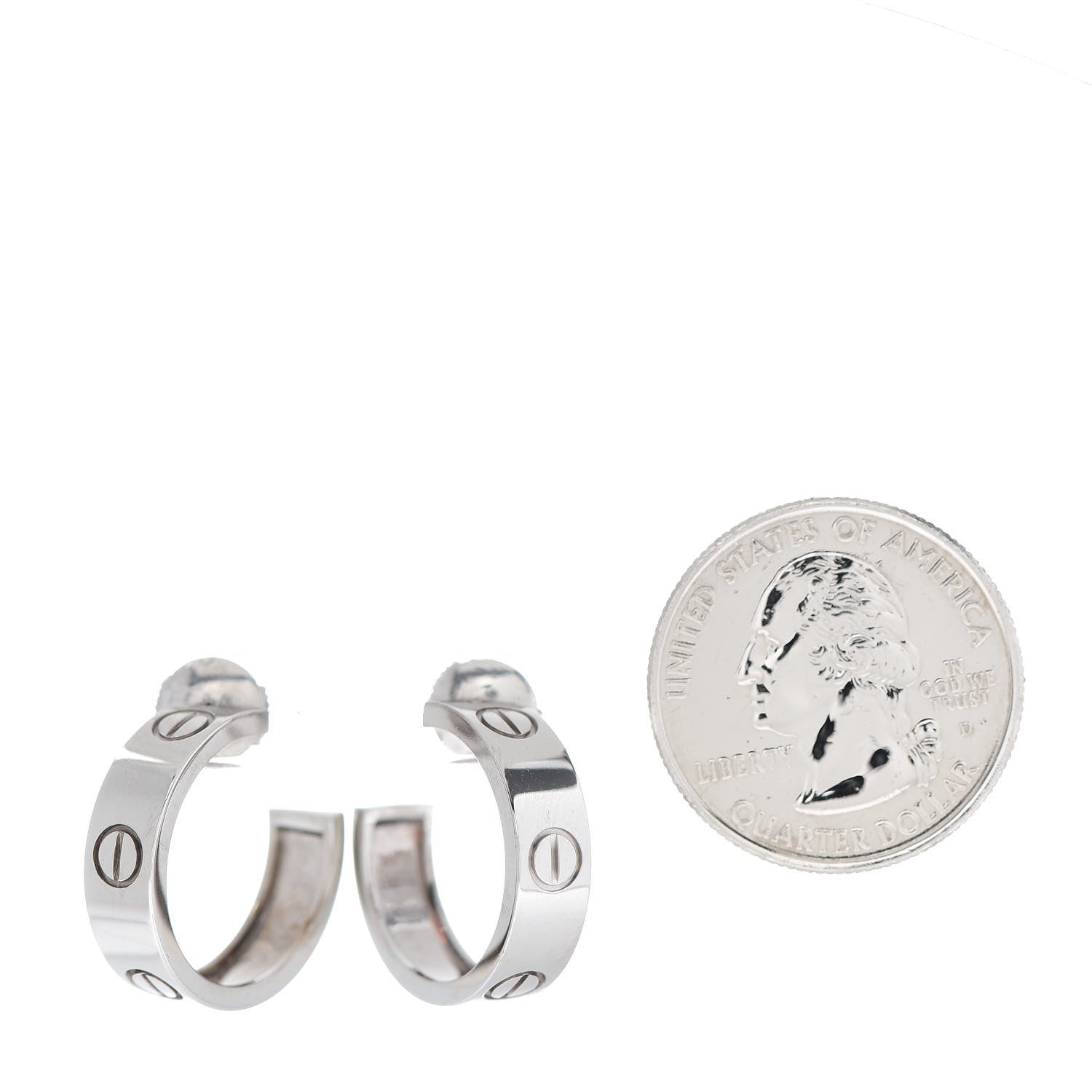 Cartier 18K White Gold 5.5mm LOVE Hoop Earrings 2 of 5