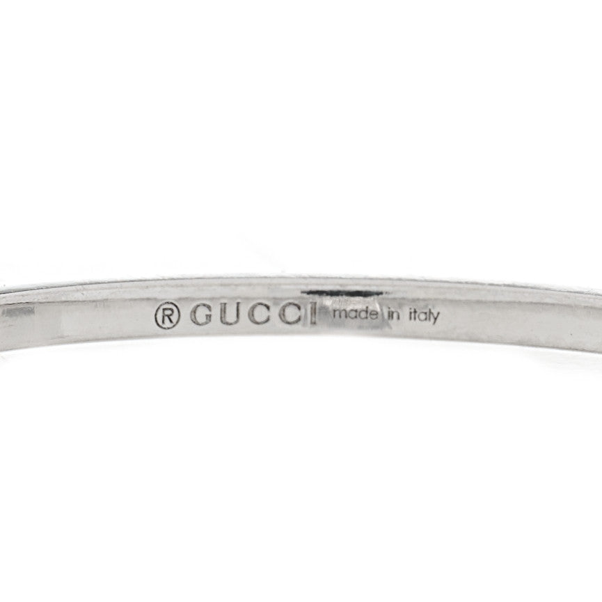 Gucci 18K White Gold Diamond Running G Charm Ring 55 7.25 4 of 6
