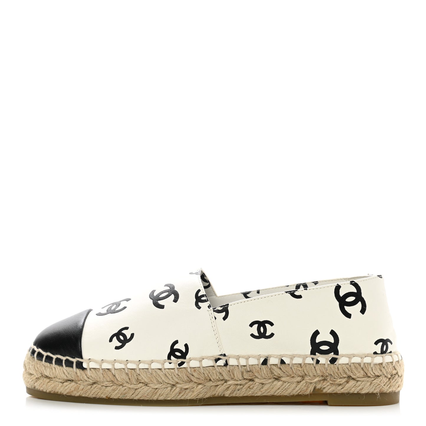 Lambskin Printed CC Espadrilles 35 White Black