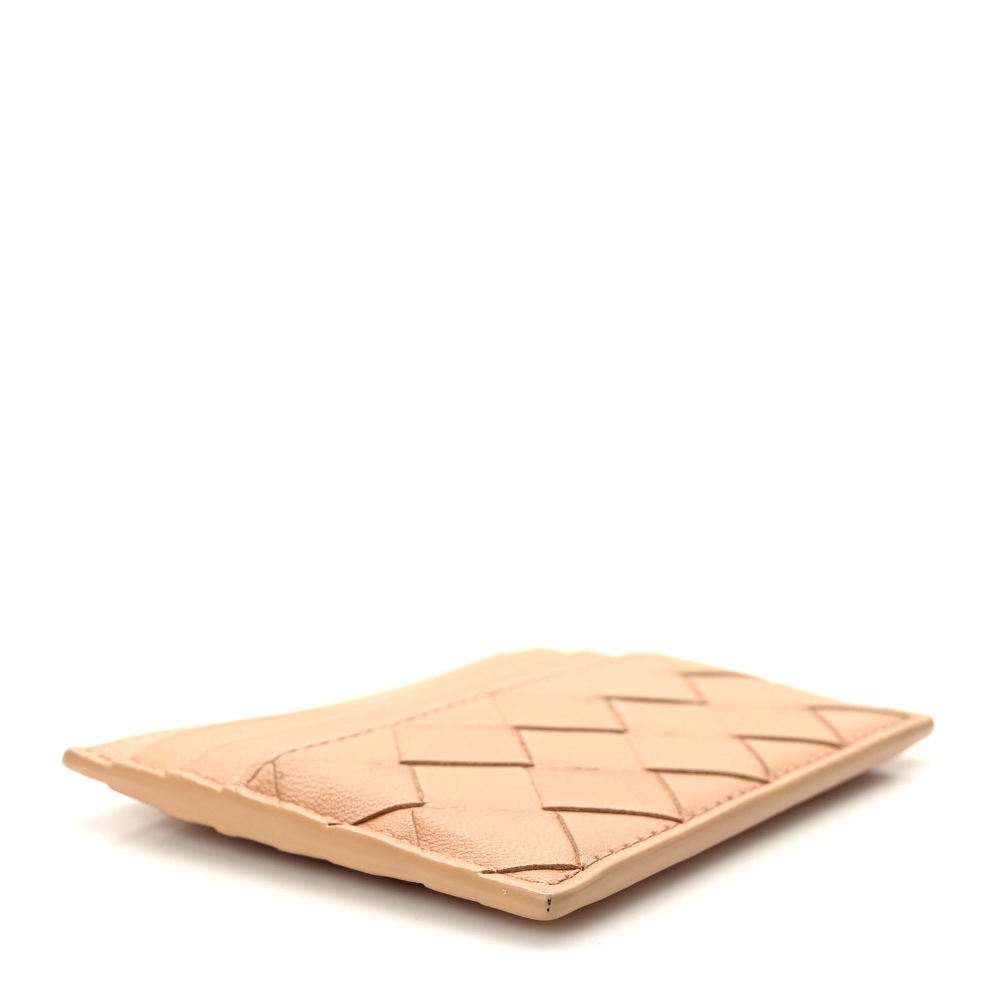 Nappa Intrecciato Card Case Camel