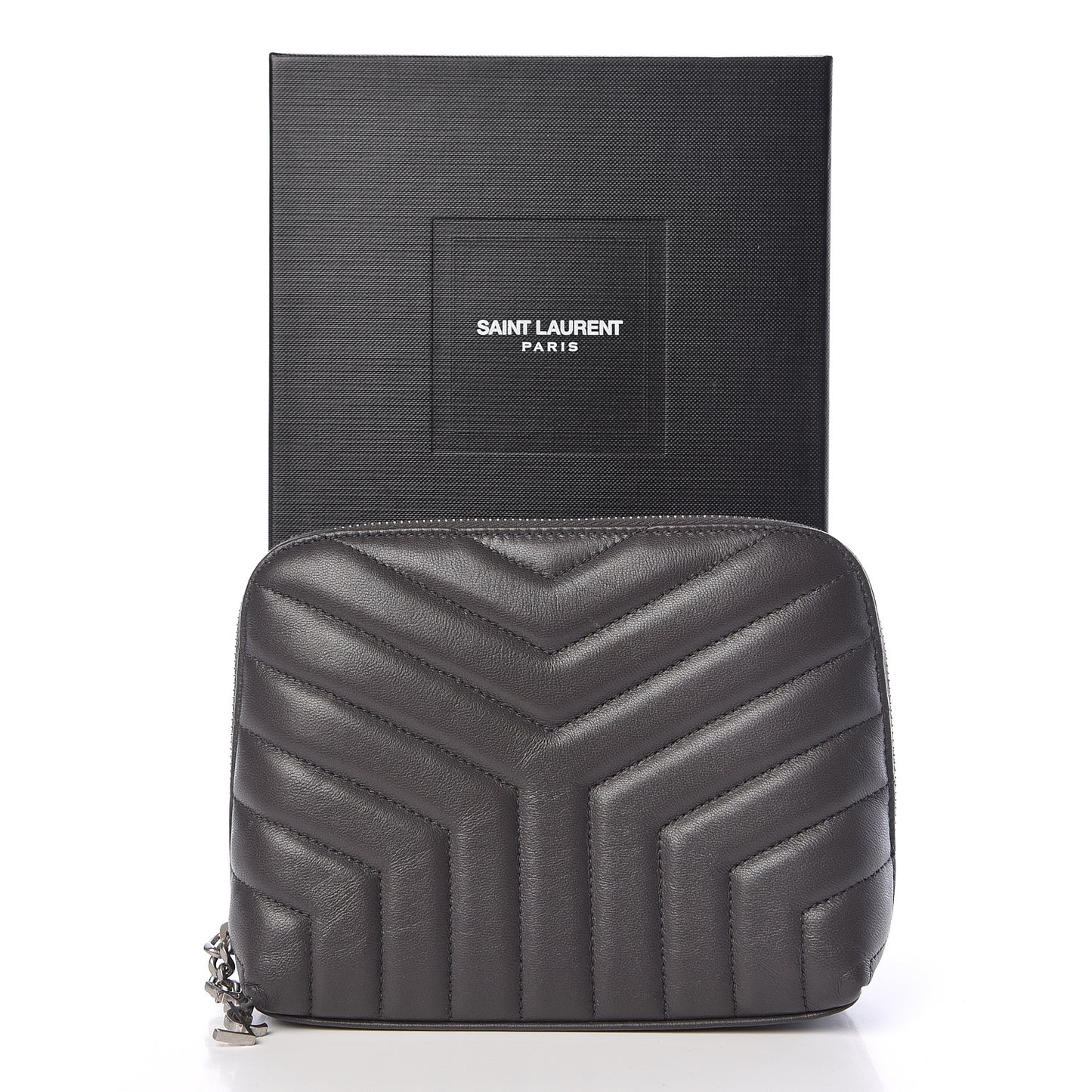 Lambskin Matelasse Cosmetic Case Asphalt
